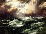 Moran Paintings - Moonlit Seascape by Thomas Moran